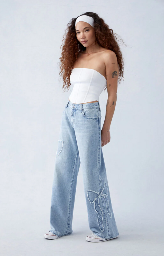 Low Rise Bow Jeans